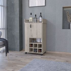 Farson Bar Cart with 2-Side Shelf, 6-Built In Wine Rack and Casters